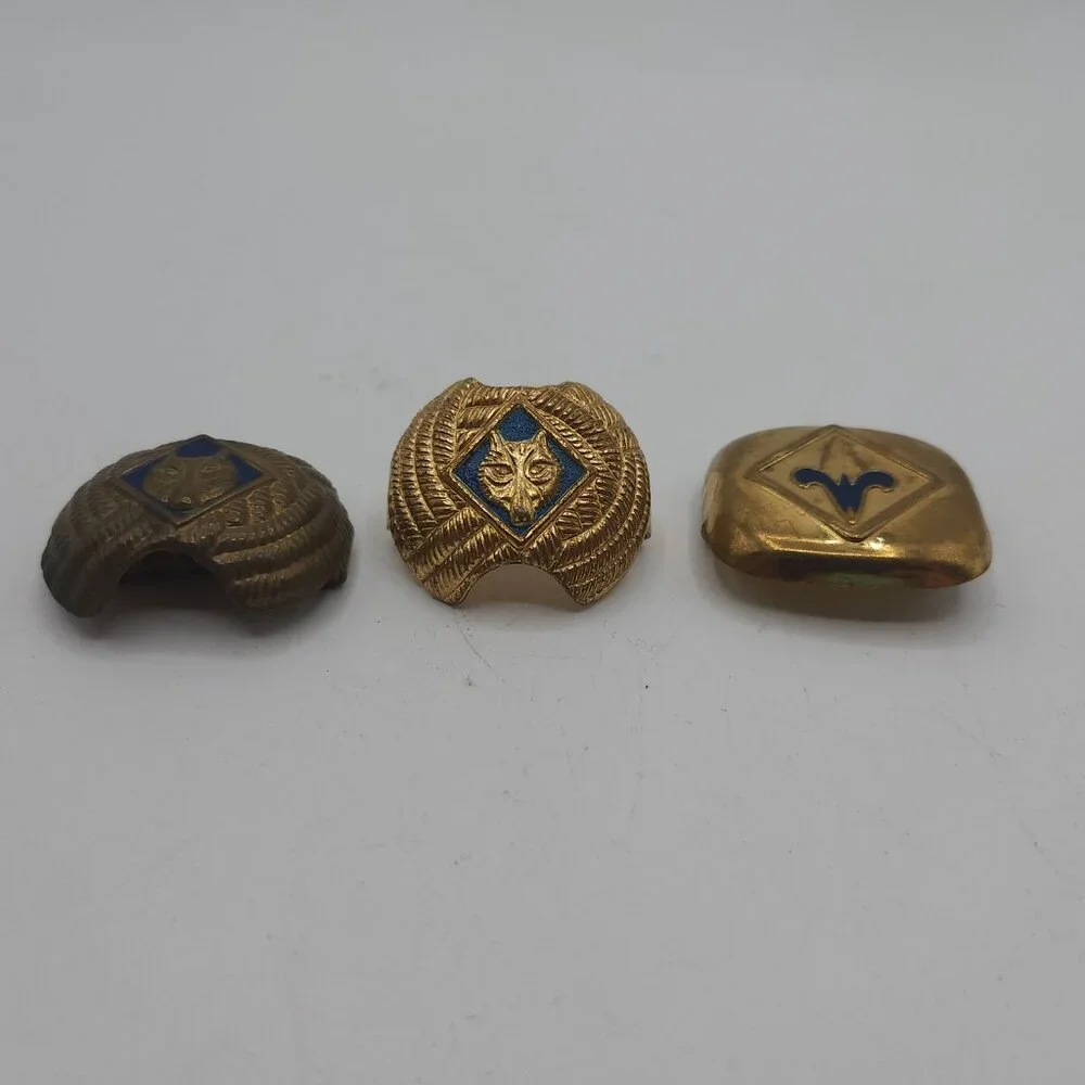 3 Vintage Cub Scout Neckerchief Slides 2 Wolves and 1 Webelo's